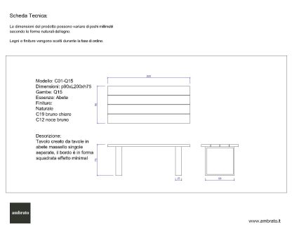 Tavolo in legno massello di Abete 200x90 tavole separate mod.C01-Q15 - immagine 8