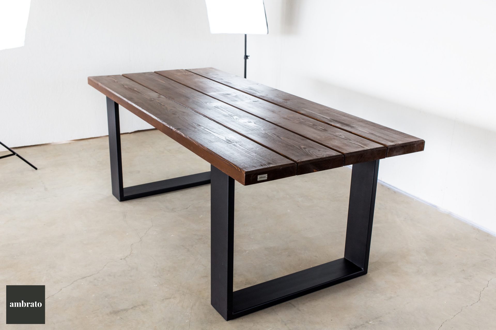 Tavolo in legno massello di Abete 200x90 tavole separate mod.C01-Q15 -  ambrato